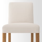 Modern BERGMUND bar stool with cushioned seat, wood base, lumbar support