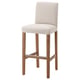 BERGMUND bar stool, beige, wooden legs, cushioned seat and back.