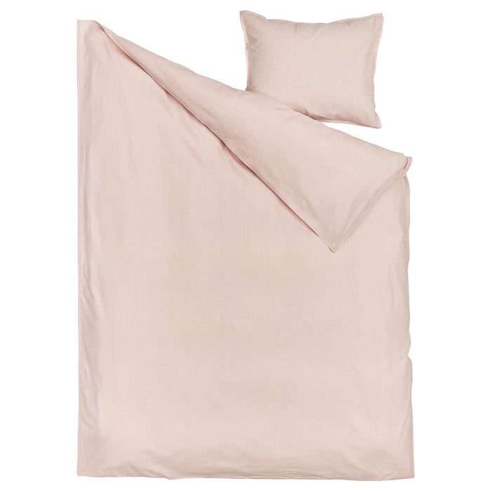 BERGPALM duvet cover and pillowcase, light pink/stripe, 140x200/60x70