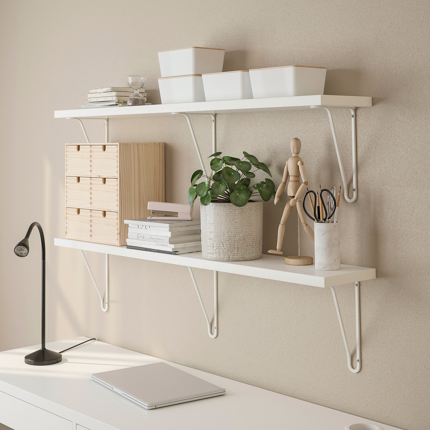BERGSHULT / FÖRLÄGGARE wall shelf, white/white, 120x20 cm - IKEA