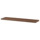 Walnut-colored BERGSHULT flat wall shelf, rectangular, smooth & bevelled edges.