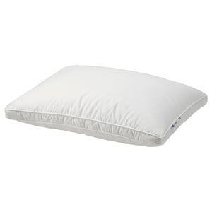 White BERGVEN pillow, rectangular, soft with down and feather filling, double-stitched edges.