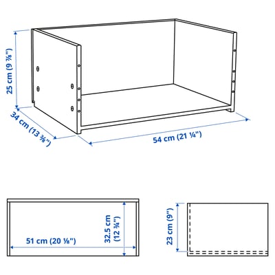 Ikea BESTÅ white drawer frame, rectangular shape, with no handles. Made from particleboard and covered in plastic foil. Ideal for storage.