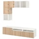 BESTÅ tv storage: white & light wood units, combination of open & closed shelves, large drawers, modern design.