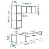 Illustration with measurements for the product: BESTÅ.