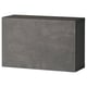 Depicts a gray rectangular storage cabinet named BESTÅ with a concrete effect texture.