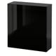 Black BESTÅ storage unit, glossy finish, rectangular shape, modern design, solid material.