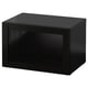 Depicts a black BESTÅ storage unit with a glass door.