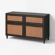 BESTÅ Storage combination w doors/drawers, black-brown Studsviken/Kabbarp/dark brown woven poplar, 120x42x74 cm