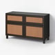 BESTÅ Storage combination w doors/drawers, black-brown Studsviken/Stubbarp/dark brown woven poplar, 120x42x74 cm