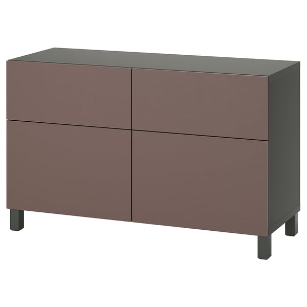 Dark brown BESTÅ cabinet with 4 drawers and square legs.