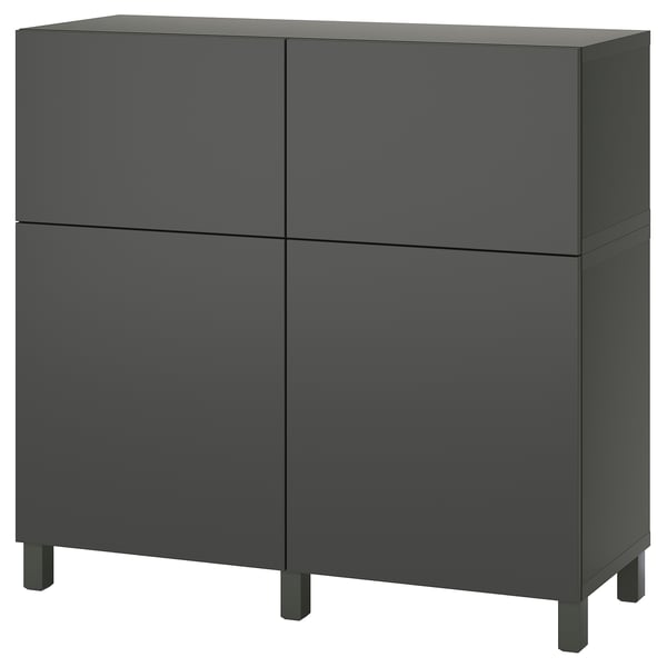 Dark gray BESTÅ storage unit, rectangular, four-door cabinet.