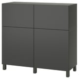 Dark gray BESTÅ storage unit, rectangular, four-door cabinet.