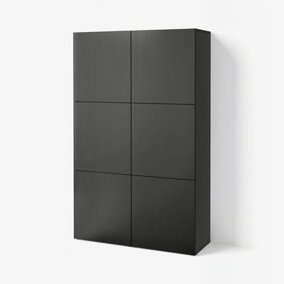 BESTÅ Storage combination with doors, black-brown/Lappviken black-brown, 120x42x193 cm