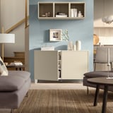 BESTÅ Storage combination with doors, Krukmakare beige/Stubbarp white, 120x42x74 cm