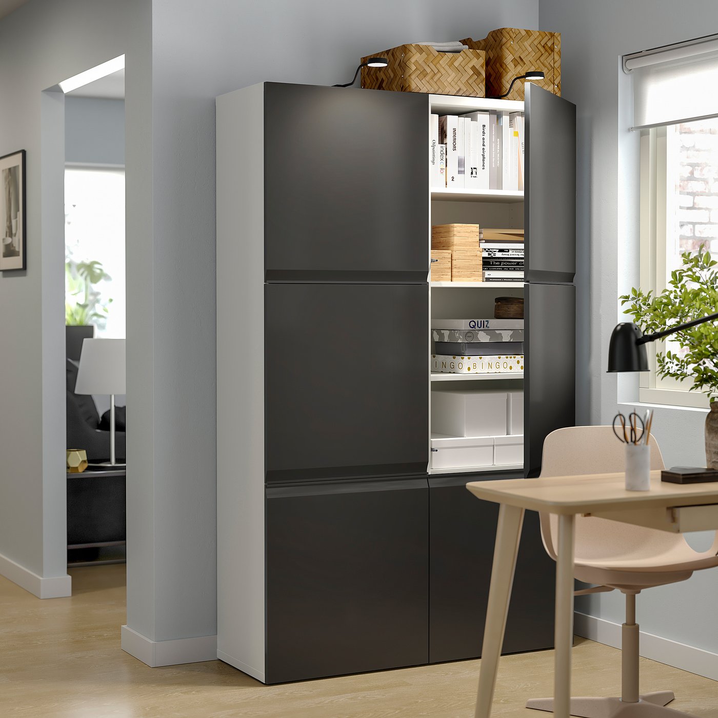 BESTÅ storage combination with doors, white Hammarsmed/anthracite
