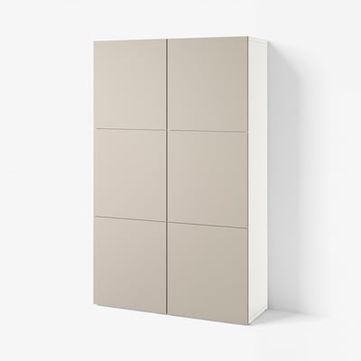 BESTÅ Storage combination with doors, white/Lappviken light grey-beige, 120x42x193 cm