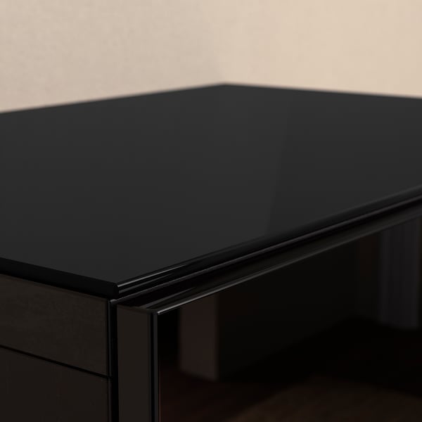 Top panel of sleek, black tempered glass in great condition, showcasing reflective finish.