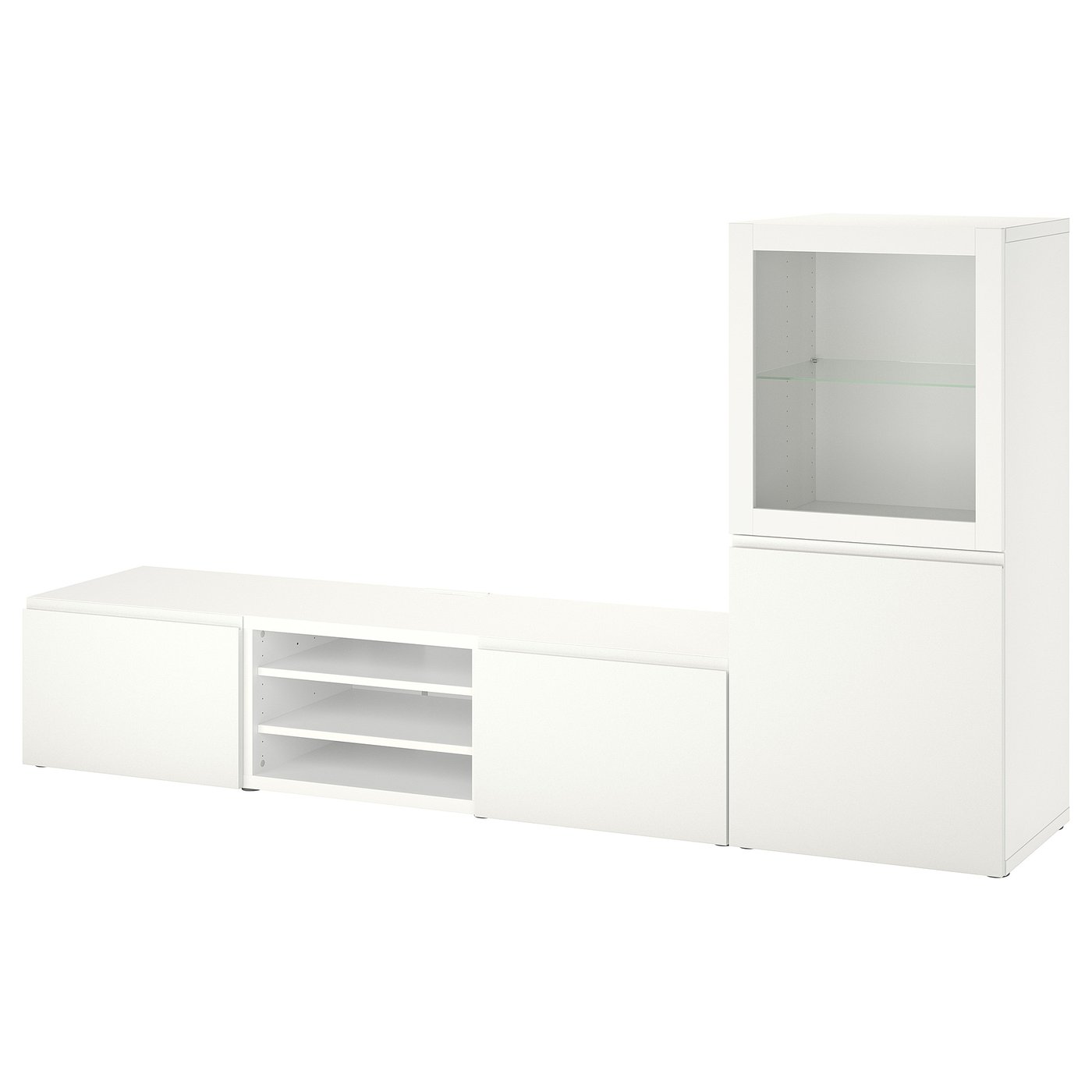 BESTÅ TV storage combination/glass doors, white/Västerviken white clear