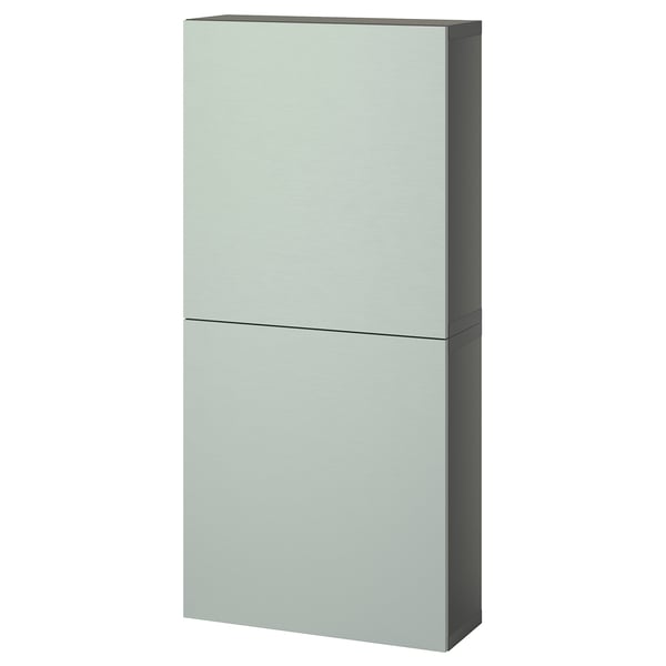 Grey BESTÅ wall cabinet with 2 doors, minimalist design, space-saving & modern.