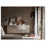 Gray BESTÅ storage, modern living room with decor and plants.