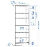 Illustration with measurements for the product: BILLY.