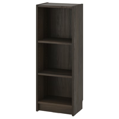 BILLY bookcase, black-brown, 3 adjustable shelves, minimalist design.