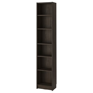 BILLY bookcase: wood-colored, multi-shelf storage unit.