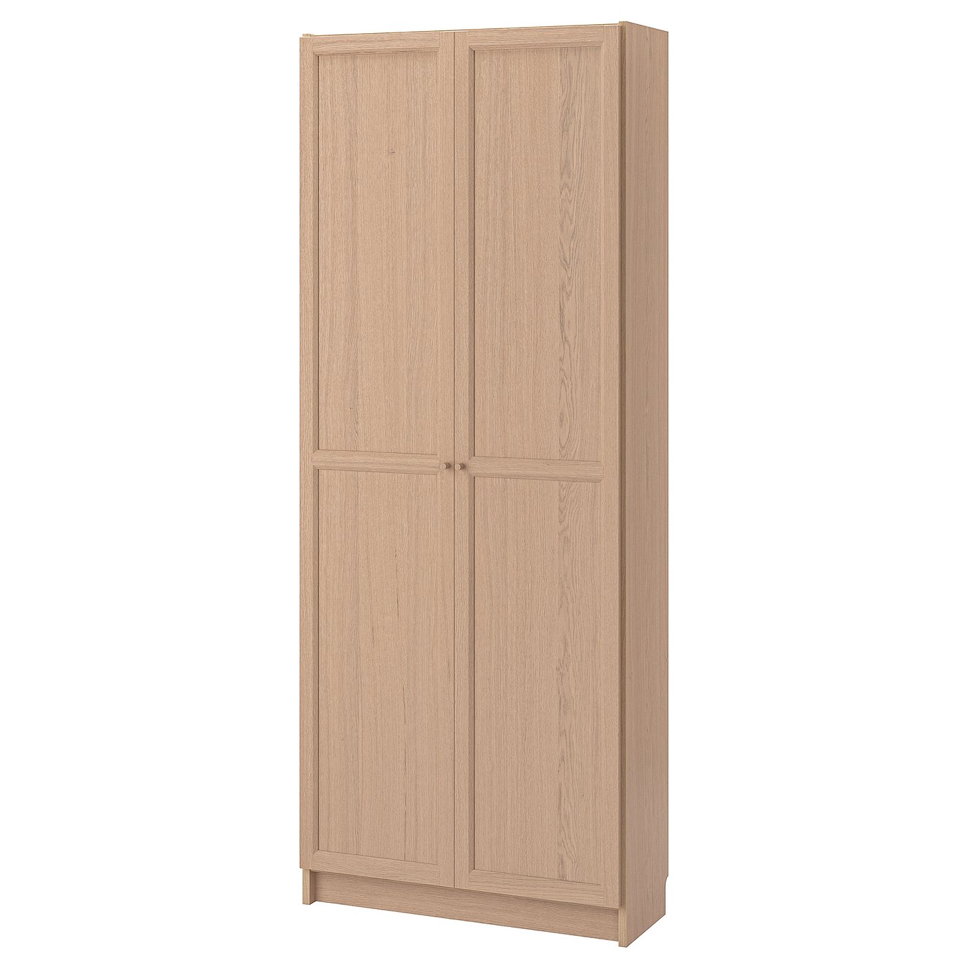 Bookcase with doors, BILLY, white stained oak veneer, 80x30x202 cm IKEA