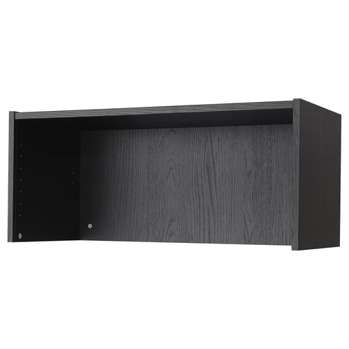 Black BILLY bookcase height extension unit - open, rectangular, wooden.
