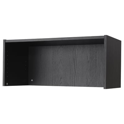 Black BILLY bookcase height extension unit - open, rectangular, wooden.