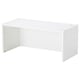White BILLY bookshelf, particleboard & polypropylene, rectangular, flat top & back, extends wall space.