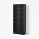 BILLY / OXBERG Bookcase with glass doors, black oak effect, 80x41x202 cm