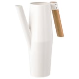 BITTERGURKA white watering can; slim, birch-like shape; bamboo handle; stylish, functional design.