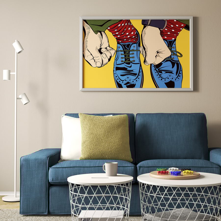 BJÖRKSTA Picture with frame, I’m Going To Have Fun In Here…/aluminium