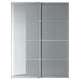 Option: BJÖRNÖYA wardrobe: modern gray sliding doors with frosted glass panels and aluminum frame.