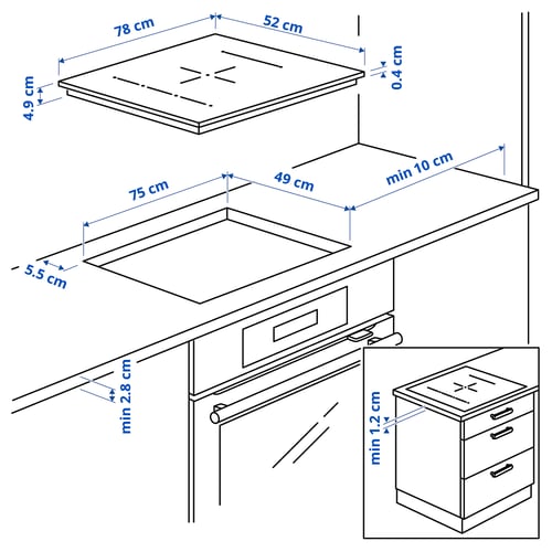 BLIXTSNABB Induction hob, IKEA 700 black, 78 cm