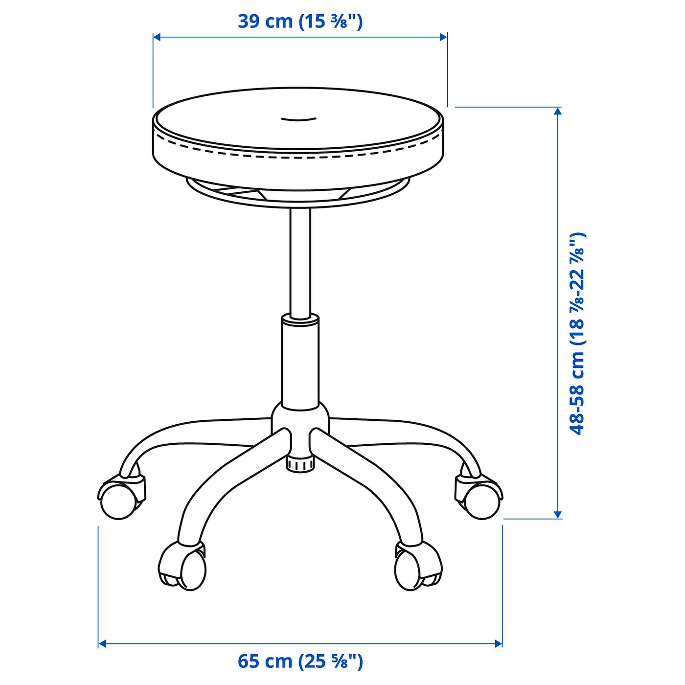 Stool with castors, BLYKOBB, Glose black IKEA