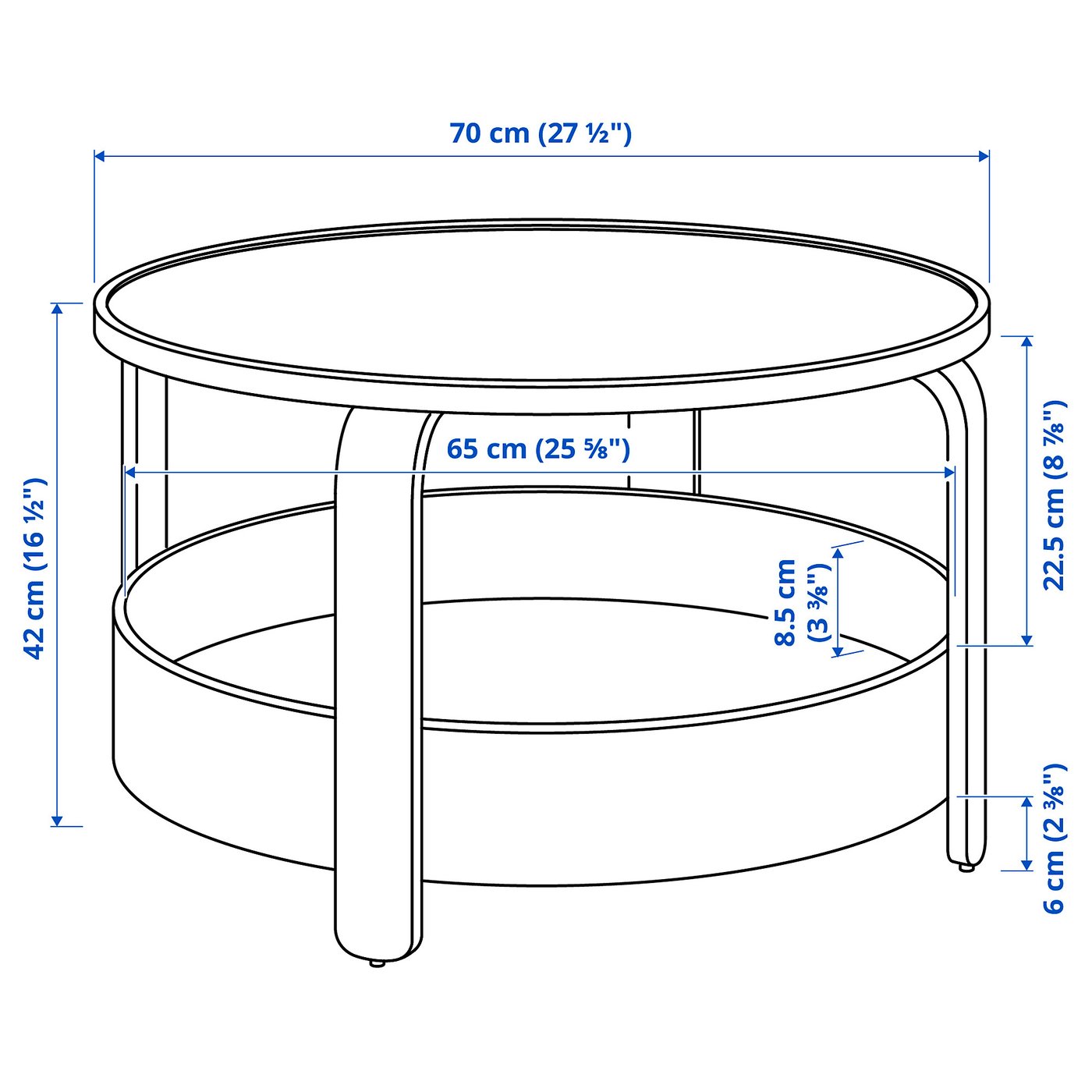 Coffee table, BORGEBY, birch veneer, 70 cm - IKEA