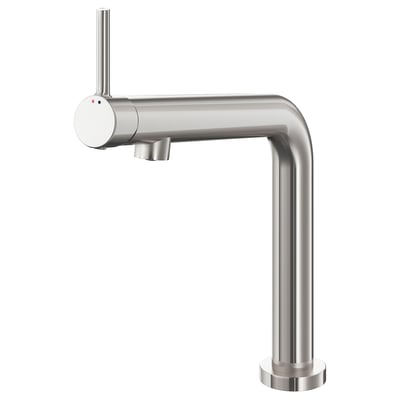A BOSJÖN stainless steel faucet with a sleek design, featuring a top lever handle and a modern l-shaped spout.