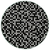 BRÄNNBOLL rug, black with white squares, green border, round, soft, anti-slip, synthetic.