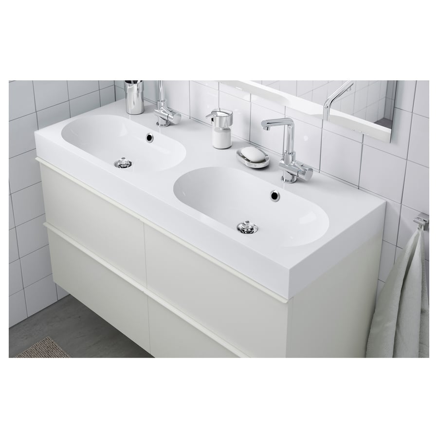 Double washbasin, BRÅVIKEN, white, 120x48x10 cm IKEA