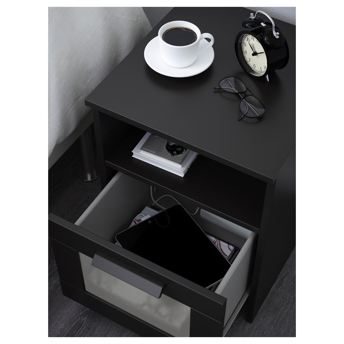 BRIMNES Bedside table black IKEA