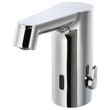 A chrome BROGRUND faucet with a sleek, modern design and a sensor for touchless operation.