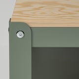Workbench with wood and metal join.