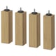 Four BURFJORD wooden legs in light brown, with adjustable screws and black caps.