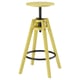 Yellow DALFRED stool, adjustable height, round top, three-legged base with black details.