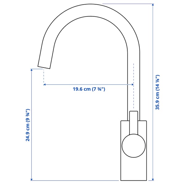 Illustration with measurements for the product: DELSJÖN.