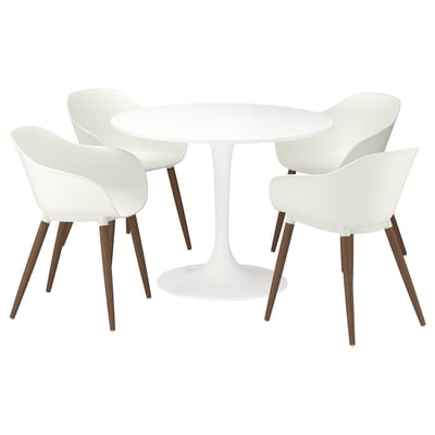 DOCKSTA / GRÖNSTA Table and 4 chairs with armrests, white/white, 103 cm