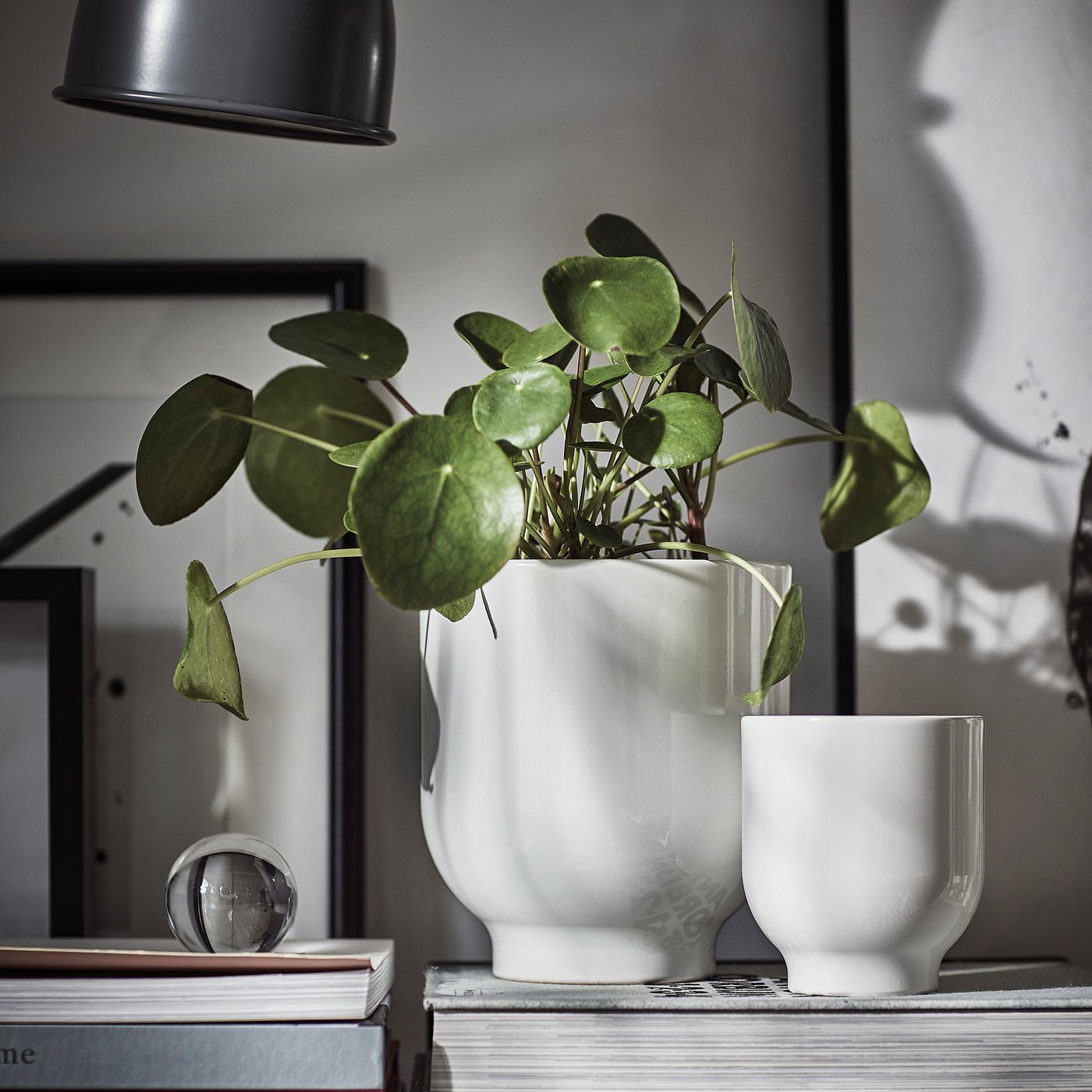 White Ceramic Indoor Plant Pots 3pcs Set * Modern Round Planters